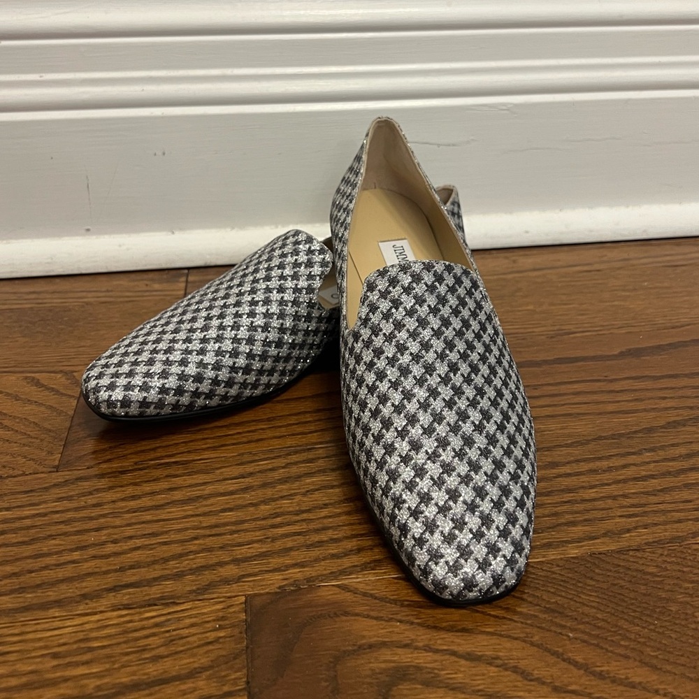 NWOT Jimmy Choo Black and White Houndstooth Loafers